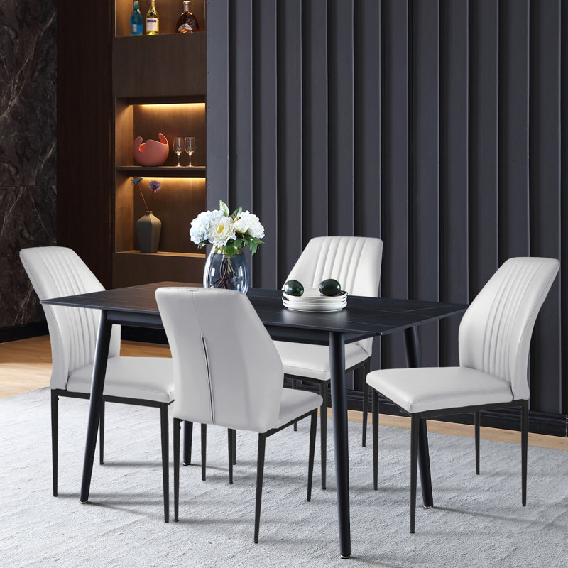 Caldanagh Upholstered Dining Chair（set of 4）, White 
