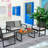 4-Piece Patio Furniture Set Outdoor Balcony Porch Garden Backyard Lawn Furniture Acacia Wood Table Top, Morden Brown and Beige Cushion
