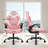 Pink, PU Leather Gaming Chair, Ergonomic Office Computer Chair With Lumbar Support, Height Adjustable, Casters, And Flip-Up Armrests.-1082489746