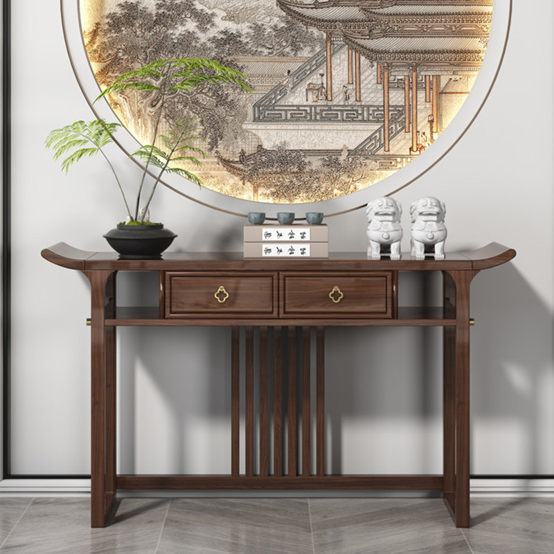 Console en bois massif de style chinois, H 35,4 po x l 55 po x P 15,7 po