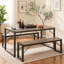 Ensemble de table de salle à manger 45,5 po pour 4 personnes, ensemble de table de cuisine avec 2 bancs, ensemble de table de salle à manger avec structure en métal et panneau de fibres à densité moyenne, coin-repas peu encombrant-771248274-746919456-746919459