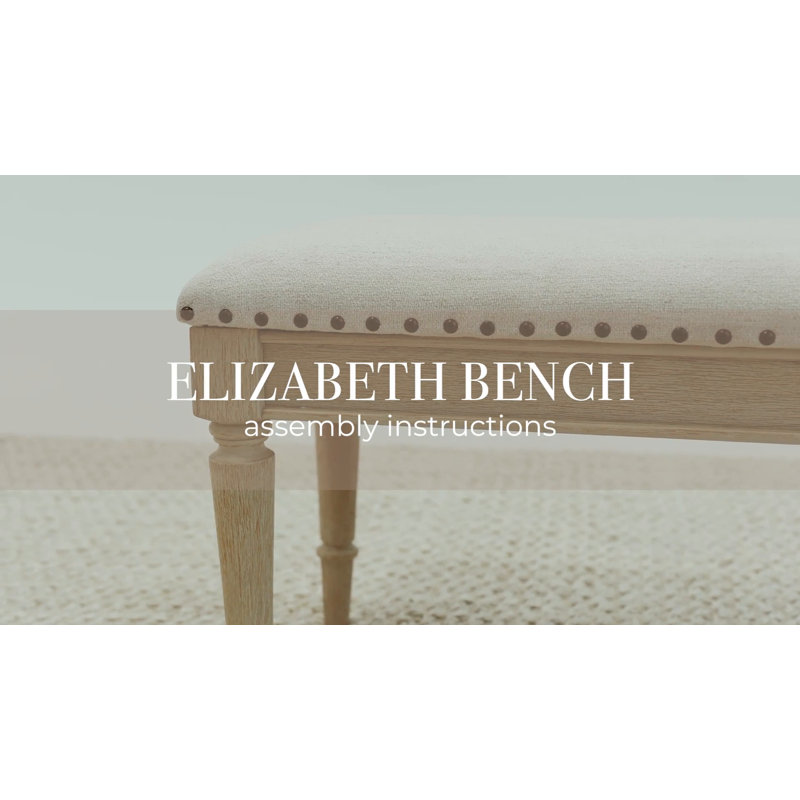 Elizabeth Natural Upholstered Wooden Bench with Nailhead Trim