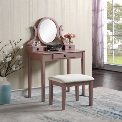 Makeup Vanity Table and Stool Set