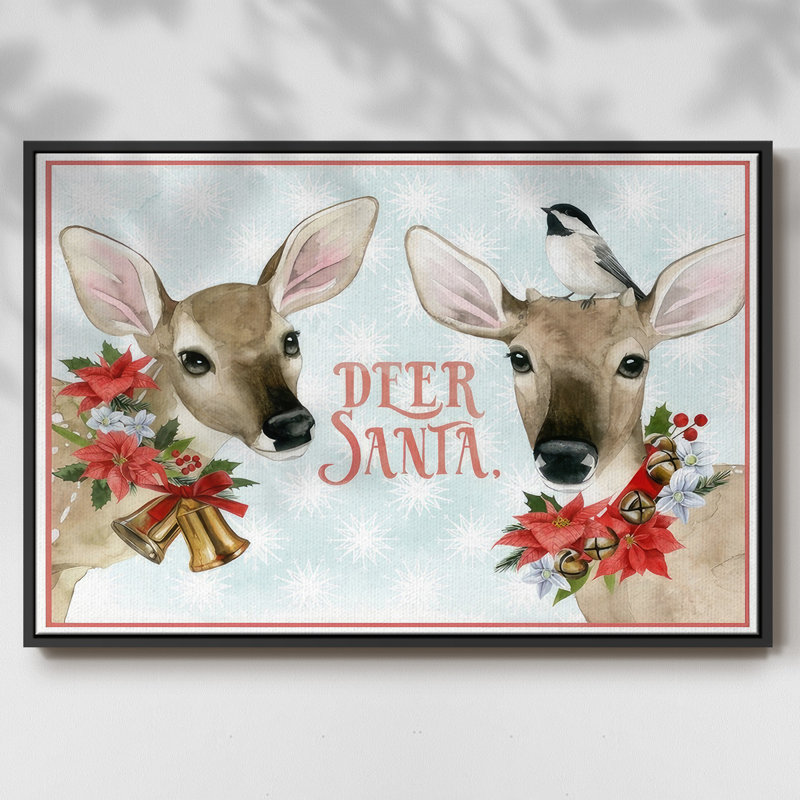 " Deer Christmas Collection A ", Black Framed, 17" H x 25" W x 1.5" D