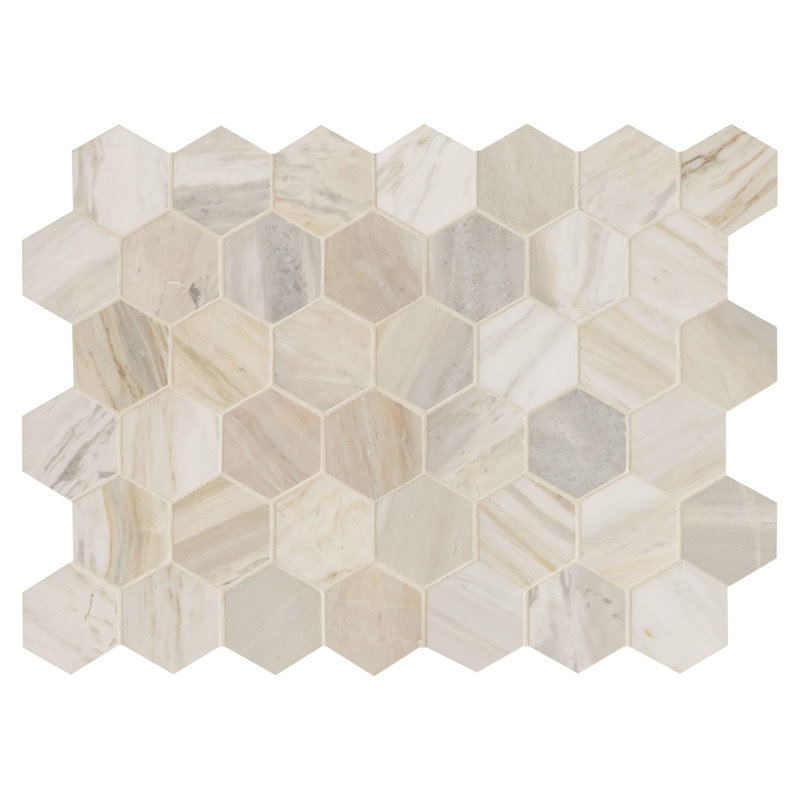 Selene Oro Hexagon 12 in. x 12 in. Honed Marble Mosaic Floor and Wall Tile