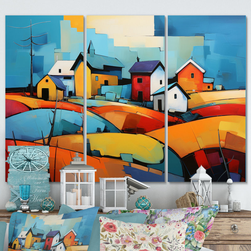«Abstract Farmstead Collage», impression sur toile tendue 3 pièces, H 32 po x l 48 po x P 1 po