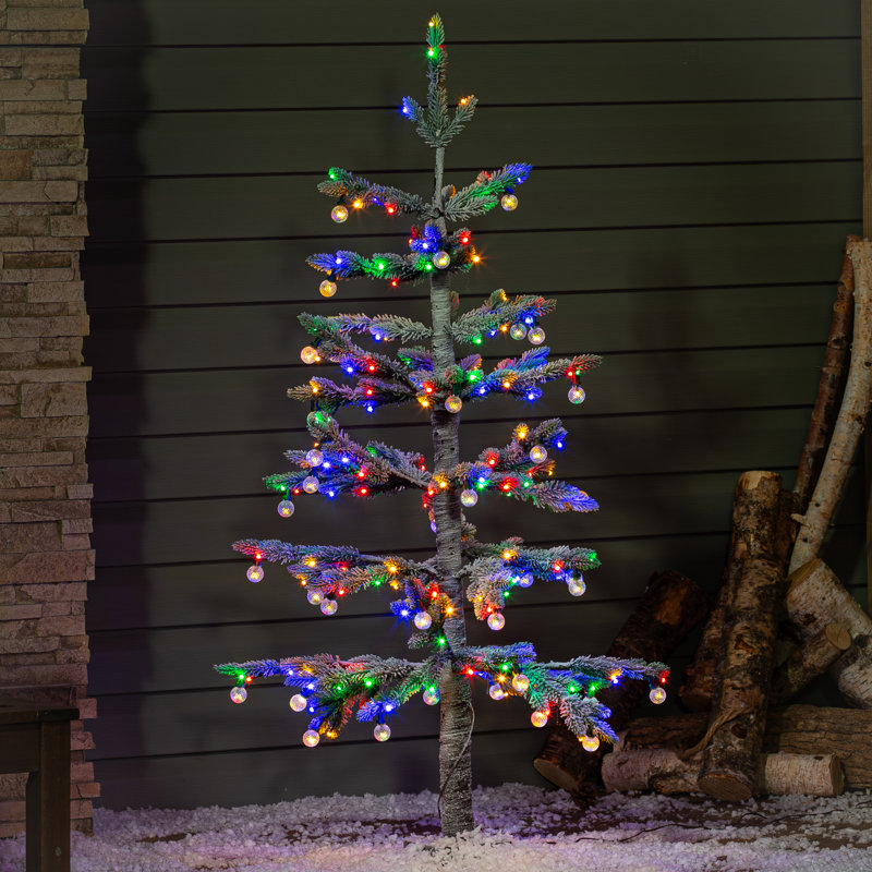 Indoor/Outdoor Multi Color LED Frosted Tree with Globe Lights 4'