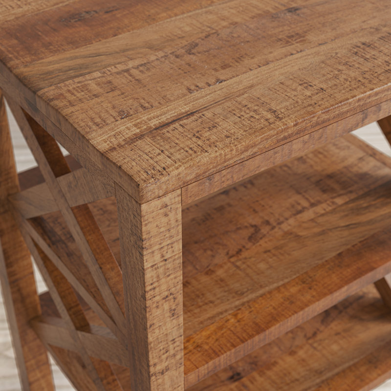 Table de bout en bois massif Yosaira, Amber
