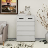 Six Drawer White Side Table