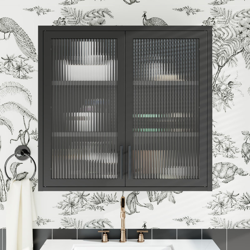 Retro Style Wall Mounted Cabinet, Black