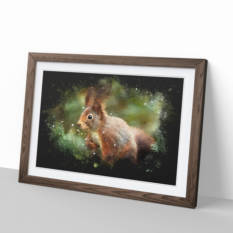 Red Squirrel Vol.2 - Picture Frame Painting, 27cm H x 36cm W x 2cm D, Walnut Framed
