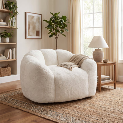 Fauteuil à billes en forme de nuage Petal Fauteuil surdimensionné en peluche rembourré de mousse déchiquetée, sans assemblage, pour chambre à coucher, salon et salle de jeux