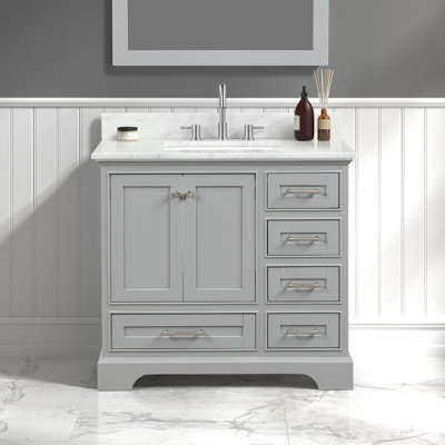 Dashan 36'' Single Bathroom Vanity with Carrara Marble Top