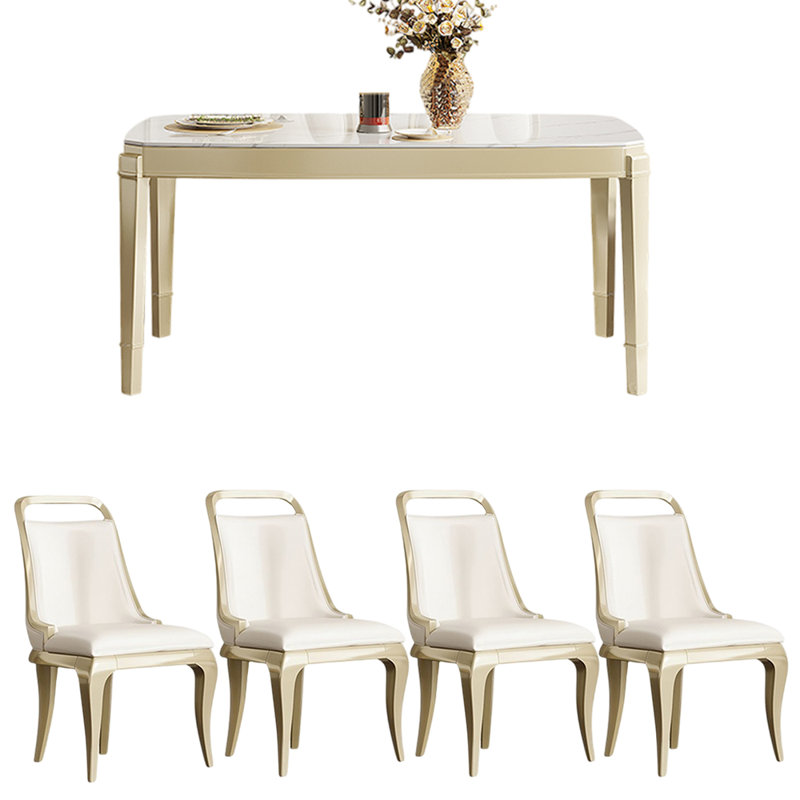 French style modern rectangular dining table sets, 31.1" H x 63" L x 35.4" W