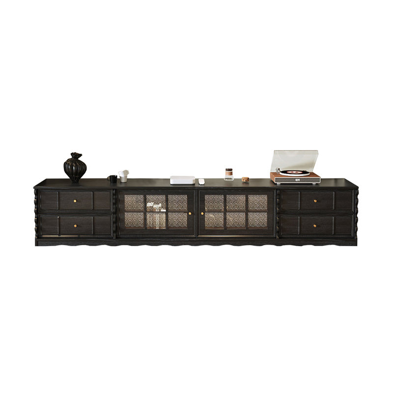 Meuble télé de style français avec rangement rétro, 17.7"H x 70.9"L x 15.7"W