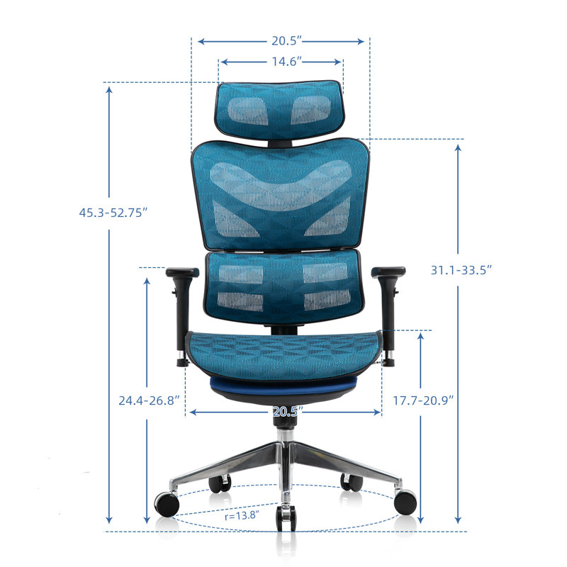 Pont Mesh Task Chair with Headrest, Light Blue