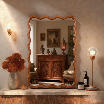 Bohemian Rectangle Wood Framed Decorative Wall Mirror