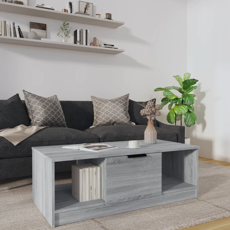 Jeffcott Solid Coffee Table with Storage, Grey Sonoma