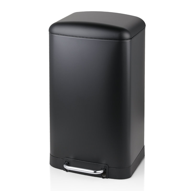 Black Stainless Steel 40L Rectangular Step Trash Can