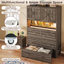 Lit escamotable Queen de style ferme avec éclairage DEL et station de recharge, lit escamotable mural pliable dissimulé-309059866-309059869