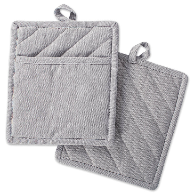 Charlton Home® Kristina Cotton Potholder Set, Gray