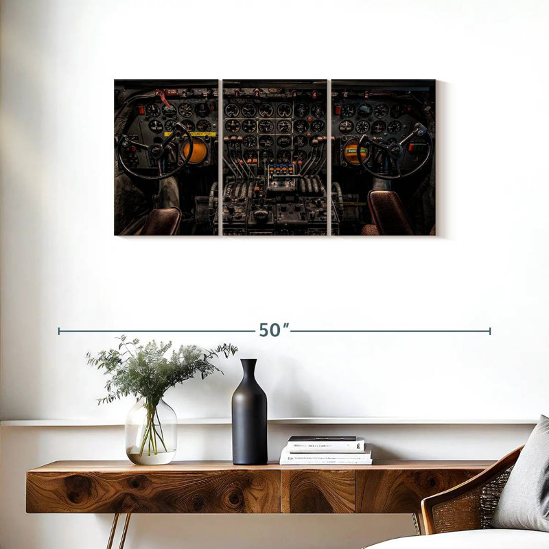 Mehar Vintage Airplane Flight Deck, 18" H x 38" W