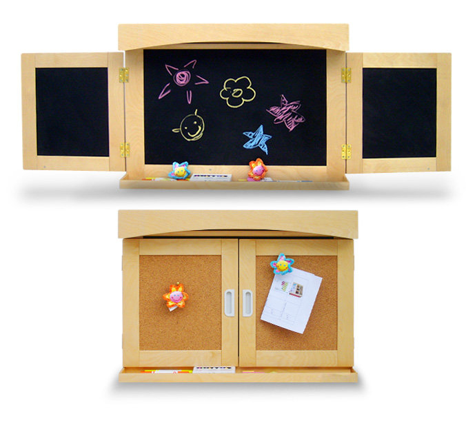 Natural Plywood Multi-Info Board with Cork and Chalk Panels