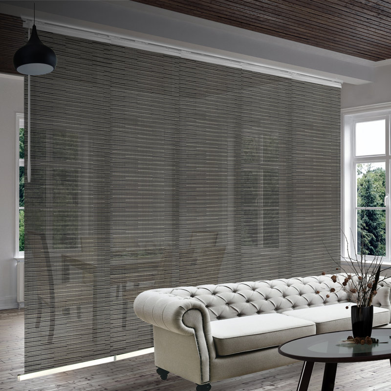 Store vertical semi-diaphane Filigiree sombre, L 110 po x L 94 po, Blanc