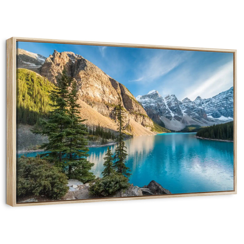 Lac Moraine Glorious, Cadre flottant en bois naturel, 43 po x 29 po