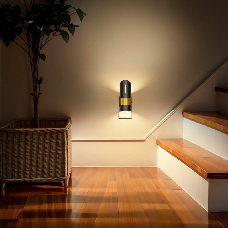 Plug Into Wall LED Night Light, Dusk To Dawn Sconce For Nightstand In Bamboo Shape
