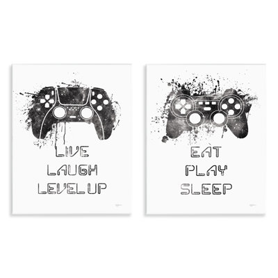 «Gamer Play Splash Controllers», ensemble de 2 plaques murales par Mary Urban