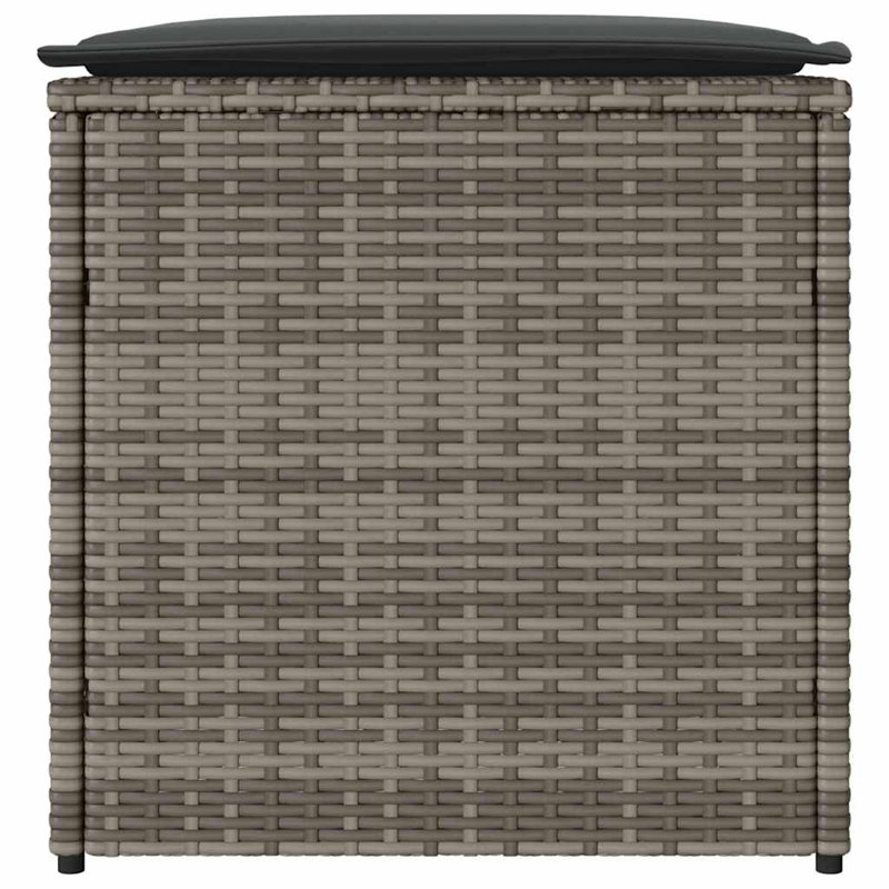 Cushion Box with Storage with Pillow Poly Rattan Outdoor Patio Solution, Grey/Black