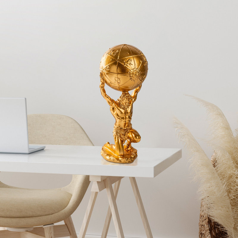 Elegant Hand-Painted Decorative Object, Gold Color, 5.1 x 12.2 x 5.1 Inches | 100% Polyester, Unique Color Variations | Perfect for Home Decor & Stylish Accents, Ideal for Living Room & Office Spaces