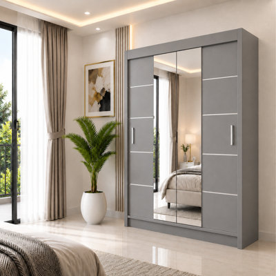 OSLO Sliding Door Wardrobe - Black - 150 CM