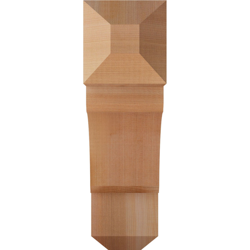 H Wood Bracket/Corbel, Western Red Cedar (Smooth), 14" H x 3.5" W x 14" D