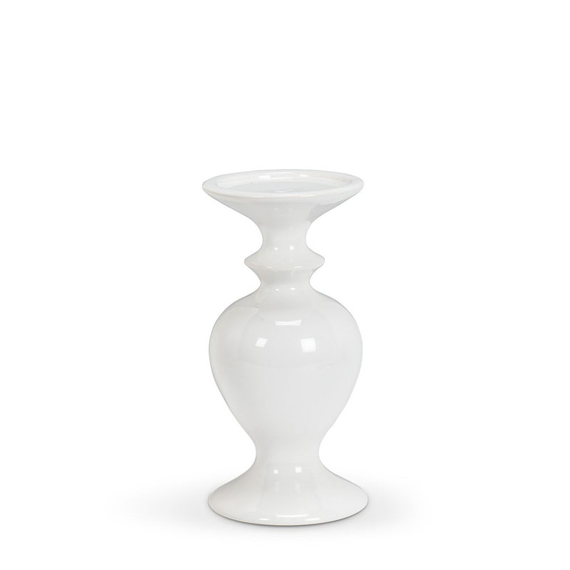 Bougeoir de table en céramique, Blanc, H 8 po x l 4 po x P 4 po