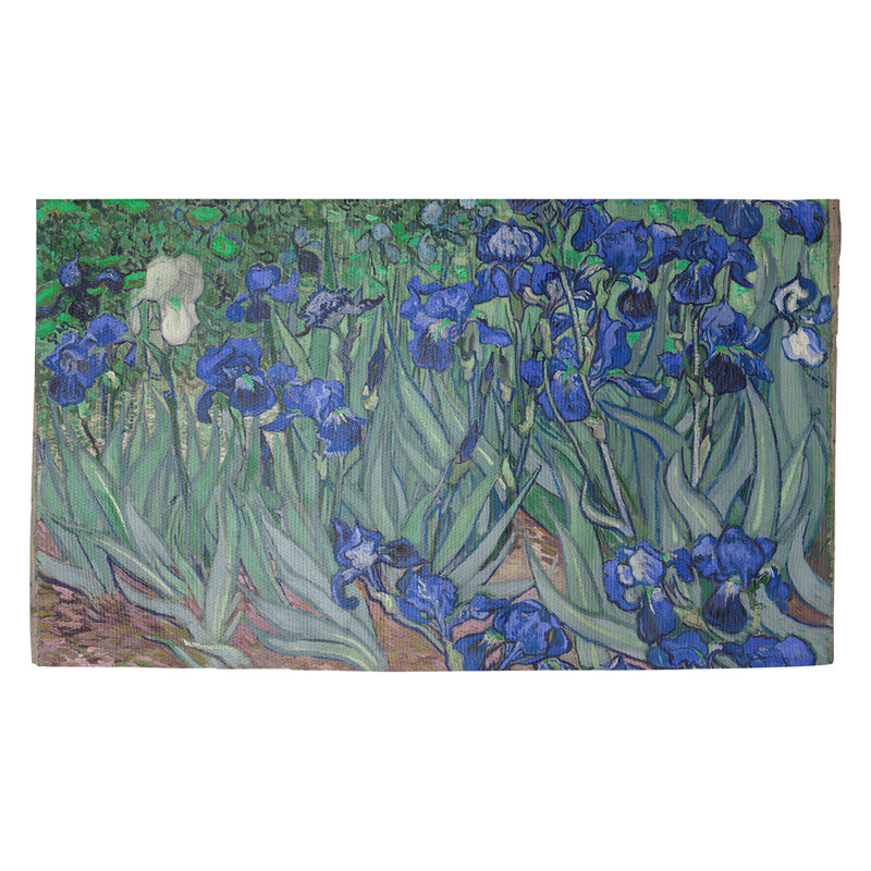 Paillasson d’intérieur irises dobby Browerville, Rectangulaire 7 pi 2 po x 5 pi 4,5 po, Vert / bleu