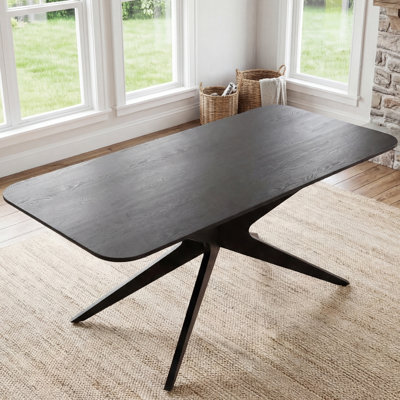 Table de salle à manger à piédestal rectangulaire 69,3 po avec base en métal
