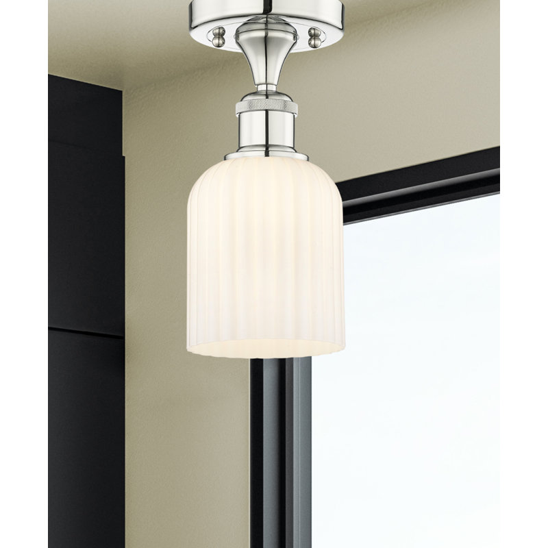 Edison - Adriena - Plafonnier semi-encastré 5 "1 lumière, Nickel poli, Blanc