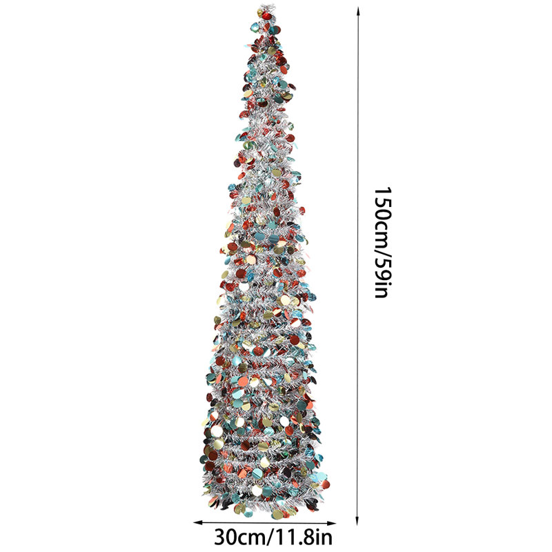 Arbre de Noël à paillettes Sequin, arbre de Noël artificiel de 5 pi, décorations pour Noël, foyer, décorations de fêtes, cadeaux pour la Saint-Valentin (couleur argent)