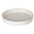 Benzara Mimosa 10 Inch Round Serving Tray with Gold Accented Trim Glossy White Plastic