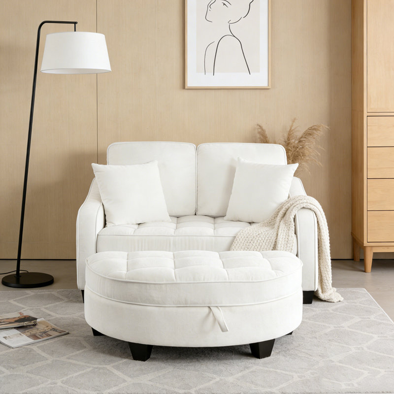 Two-seater sofa with 2 pillows, Beige