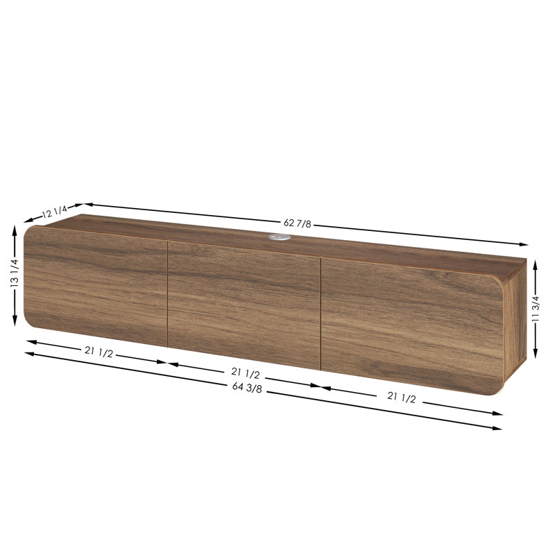 Callysta Floating TV Stand Up to 78" TV's Wall Mounted Media Console, Brown