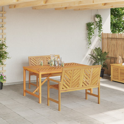 2 - Person Wood Patio Dining Set with Rectangular Table
