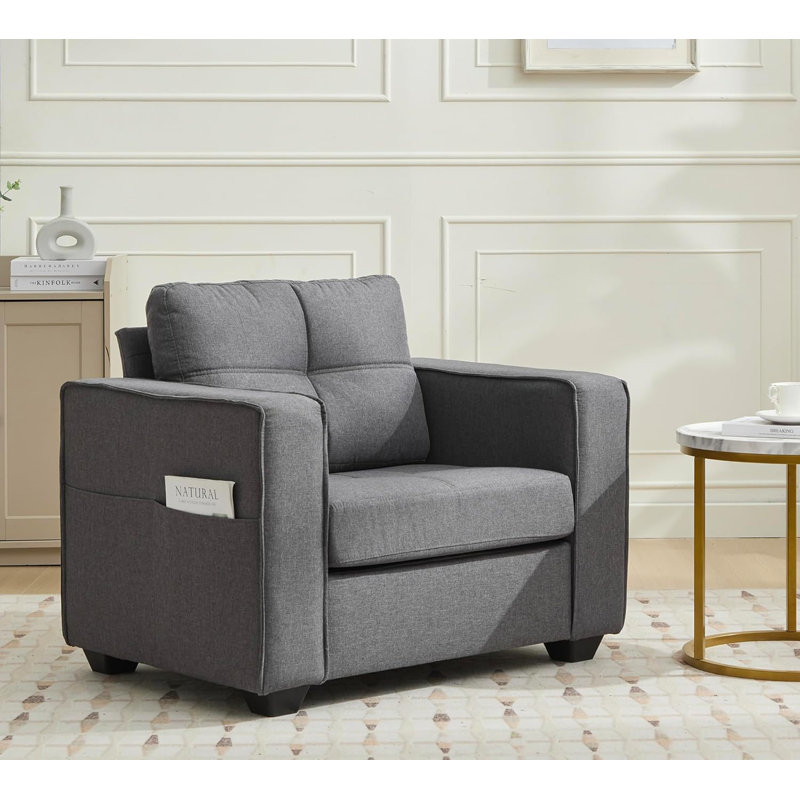 Fauteuil d'appoint Cozy, Lin gris