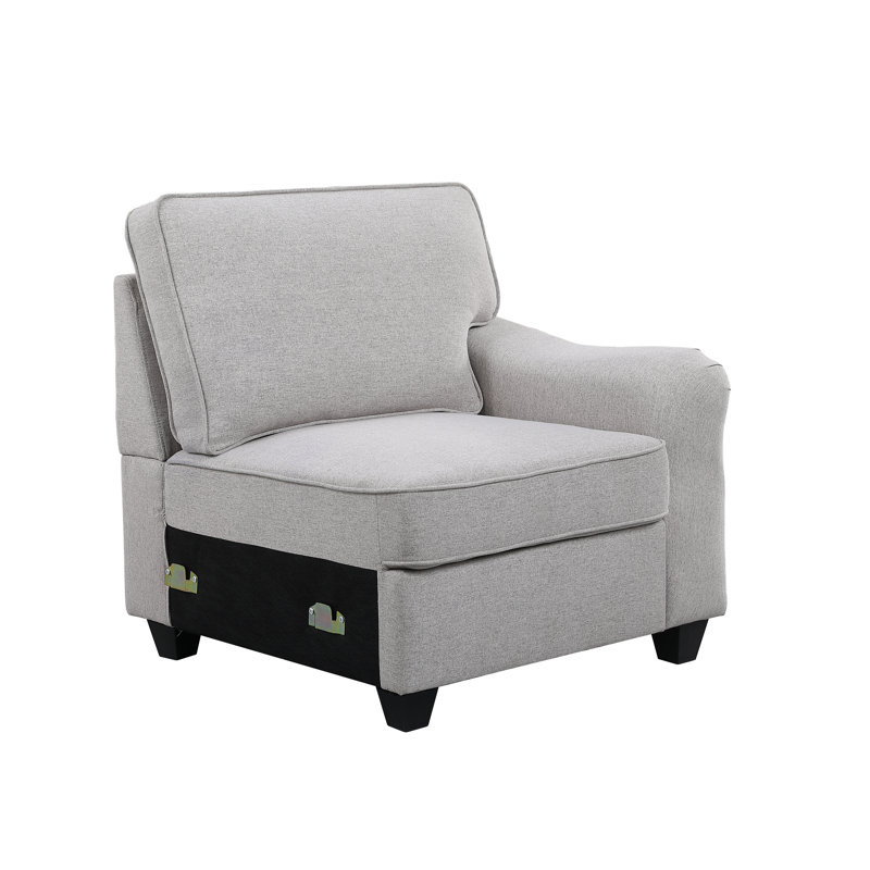 Beulah Upholstered L-Shaped Sectional Reversible, Light Gray Linen