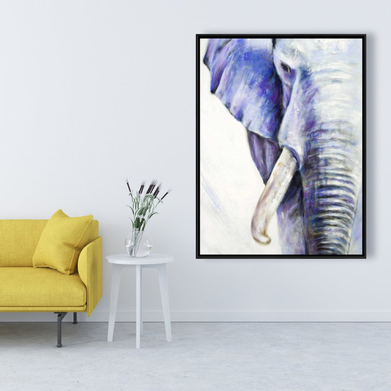 Blue Elephant Print On Canvas, H 48 po x l 36 po