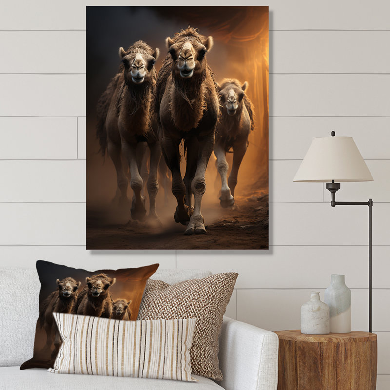 Keerthana Camels Desert Symphony - impression, H 20 po x l 12 po x P 1 po, Toile tendue