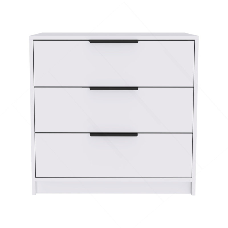 Commode rectangulaire blanche à 3 tiroirs