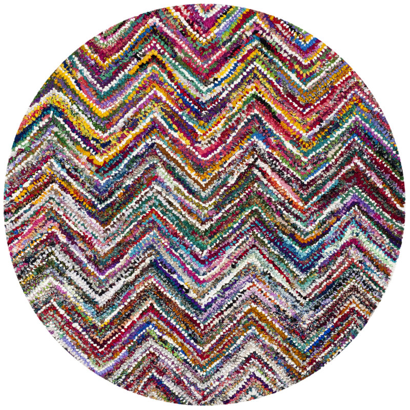 Anaheim Hand Tufted Performance Chevron Rug, Round 6'